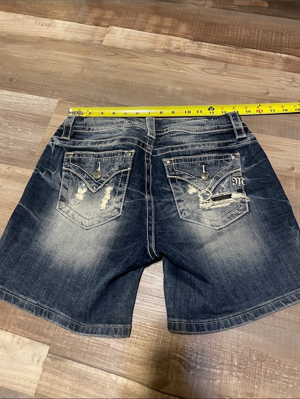 Miss Me Distressed Dark Blue Denim Shorts - Picture 5 of 5
